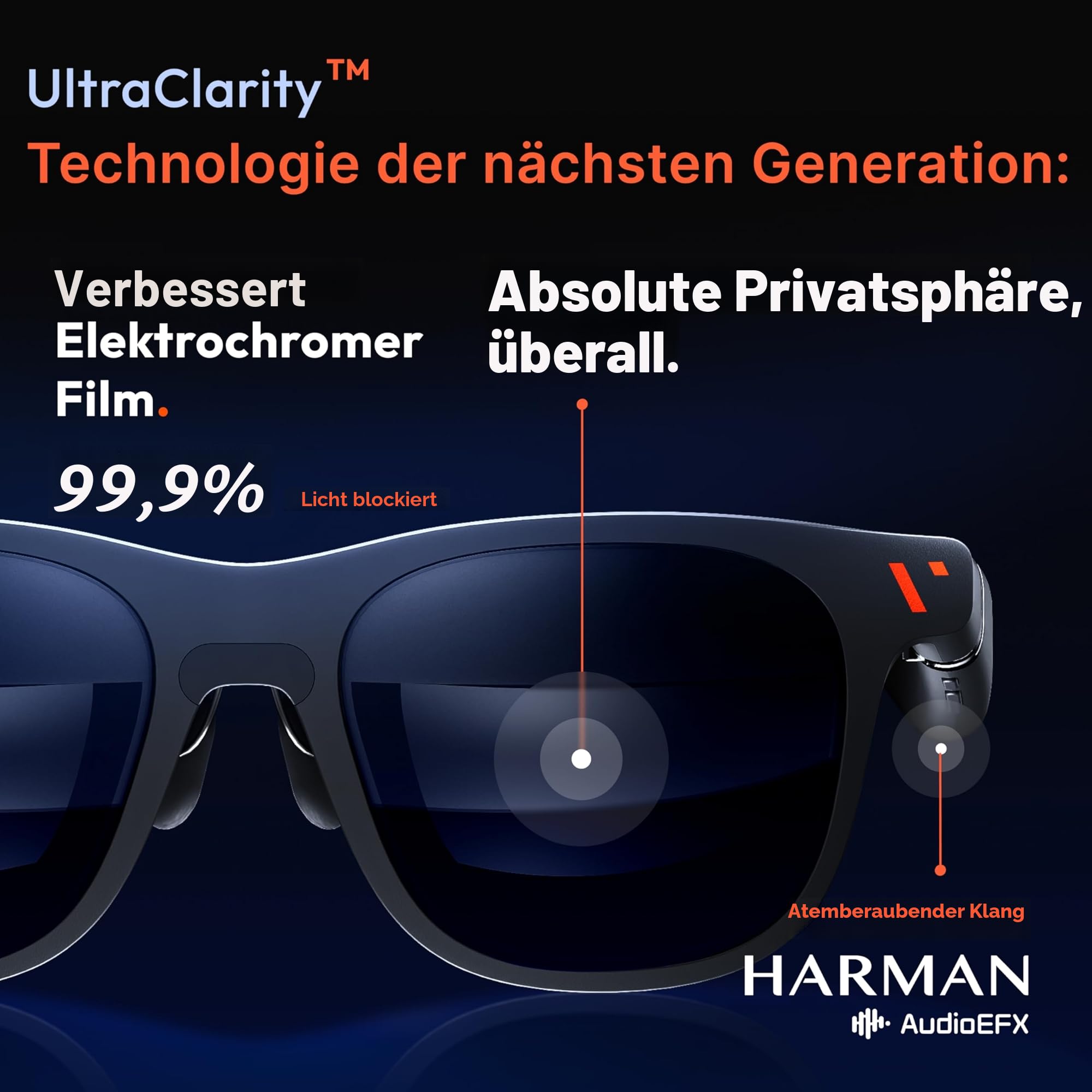 VITURE Pro XR/AR Brille, 135” 120Hz 1000 Nits Display, Harman Audio, elektrochromer Film, für iPhone 17/16/15/Android/Mac/PC/Steam Deck, erstes immersives XR-Erlebnis für Switch 2
