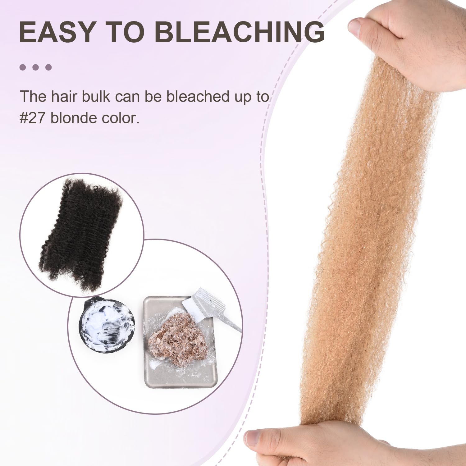 Afro Kinkys Bulk Human Hair Kinky-Curly 100% Real Human Hair for Twist, Braiding, Dreadlocks & Sister Locs, Natural Soft Pre Fluffed, Can Be Dyed Bleached (#1B Natural Black, 12 Inch)