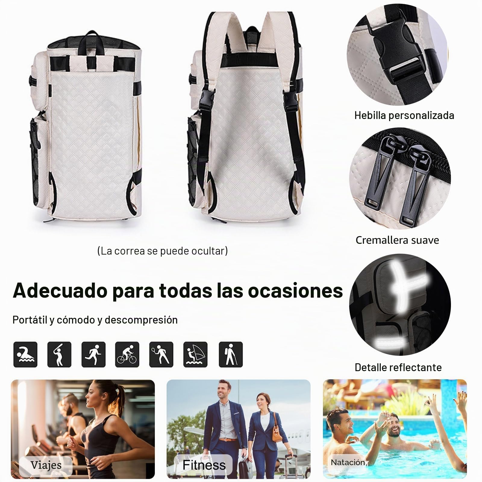 FANDARE 3 EN 1 Bolsa de Viaje para Mujer Mochila Viaje Hombre Bolsa de Deporte con Compartimento para Zapatos & Separación Seca y húmeda Bolsa Mano Equipaje Deporte Gimnasio Bolso de Hombro Verde