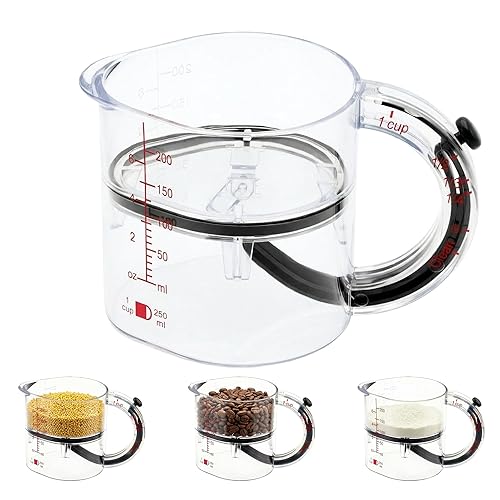 4-in-1 Adjustable Measuring Cup – Push up bottom and dual