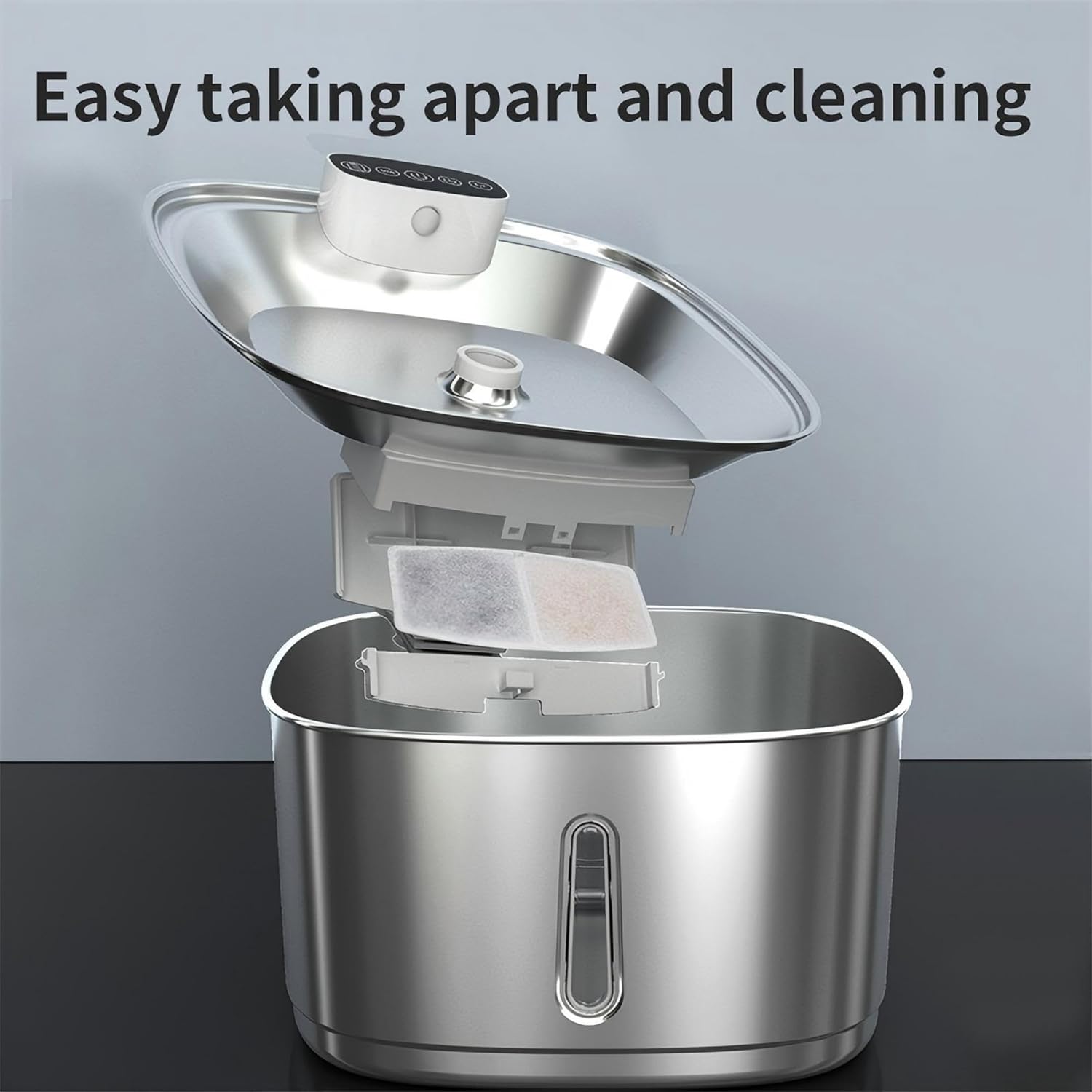 Cat Water Fountain Stainless Steel- 108oz/3.2L Pet Fountain with 4 Replacement Filters, Motion Sensor& 3 Working Modes, Cordless Automatic Dog Water Dispenser for Cats, Dogs, and Small Pets