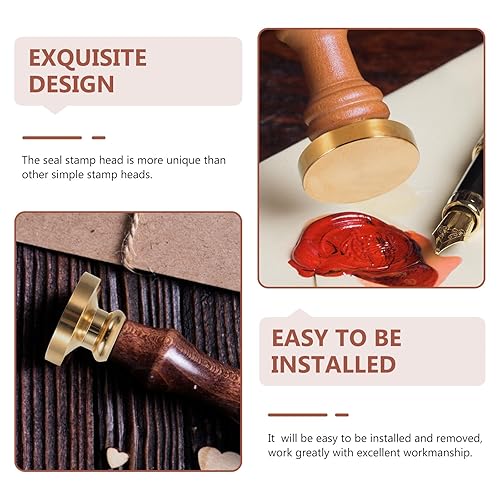 Miniatura 5 de Tofficu 3 cabezales de sello de cera de latón de 0.98 pulgadas, redondos en blanco, sellos de cera en blanco para bricolaje, invitaciones de boda,