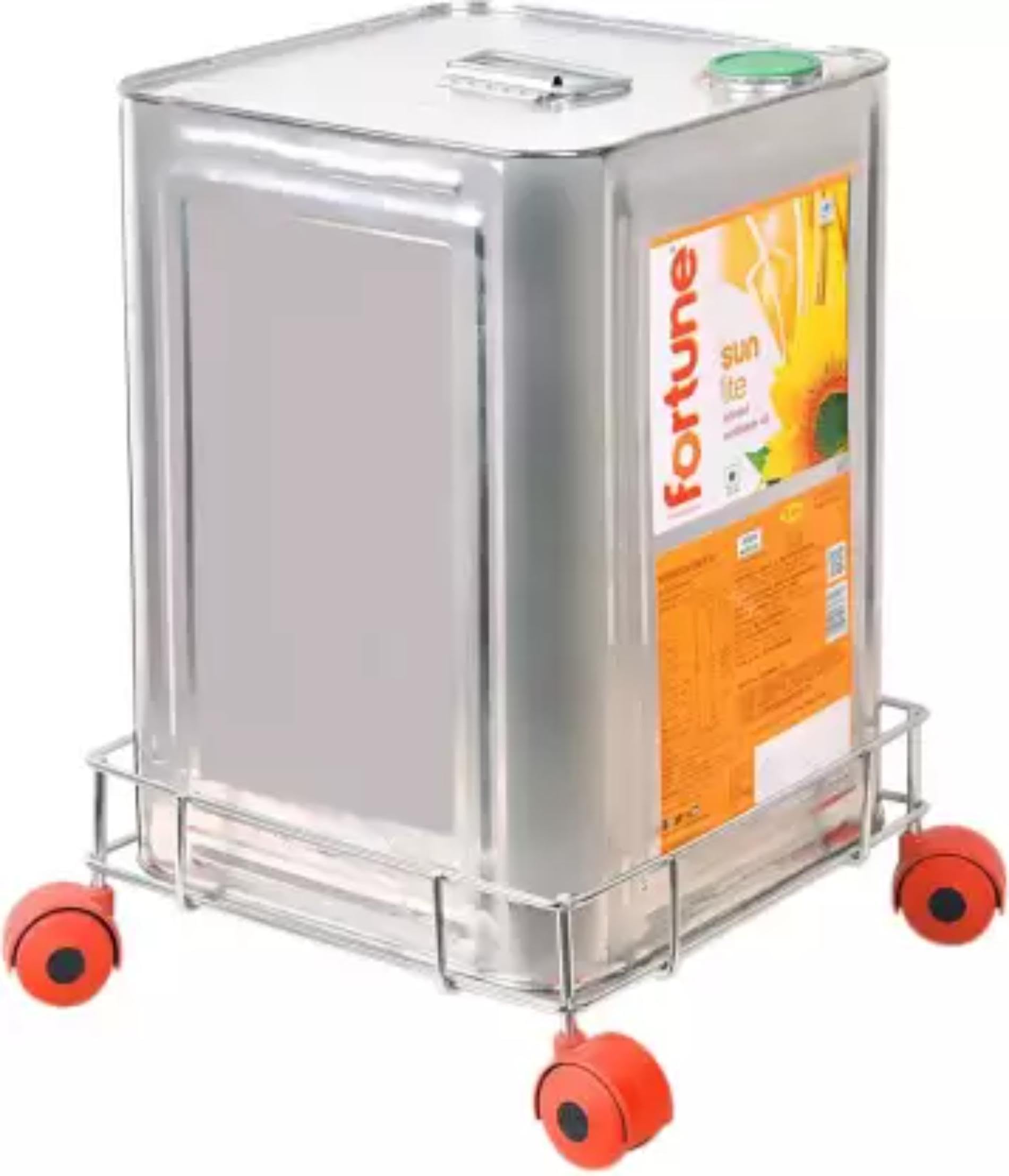 WELLCOOK Stainless Steel Heavy Duty Square Shape Trolley, Oil Bottle Dabba Stand, Oil Can Holder, Multipurpose Oil Tin Trolley with Red Wheel for Kitchen (B0DCP1PQKW) Amazon Price History, Amazon Price Tracker