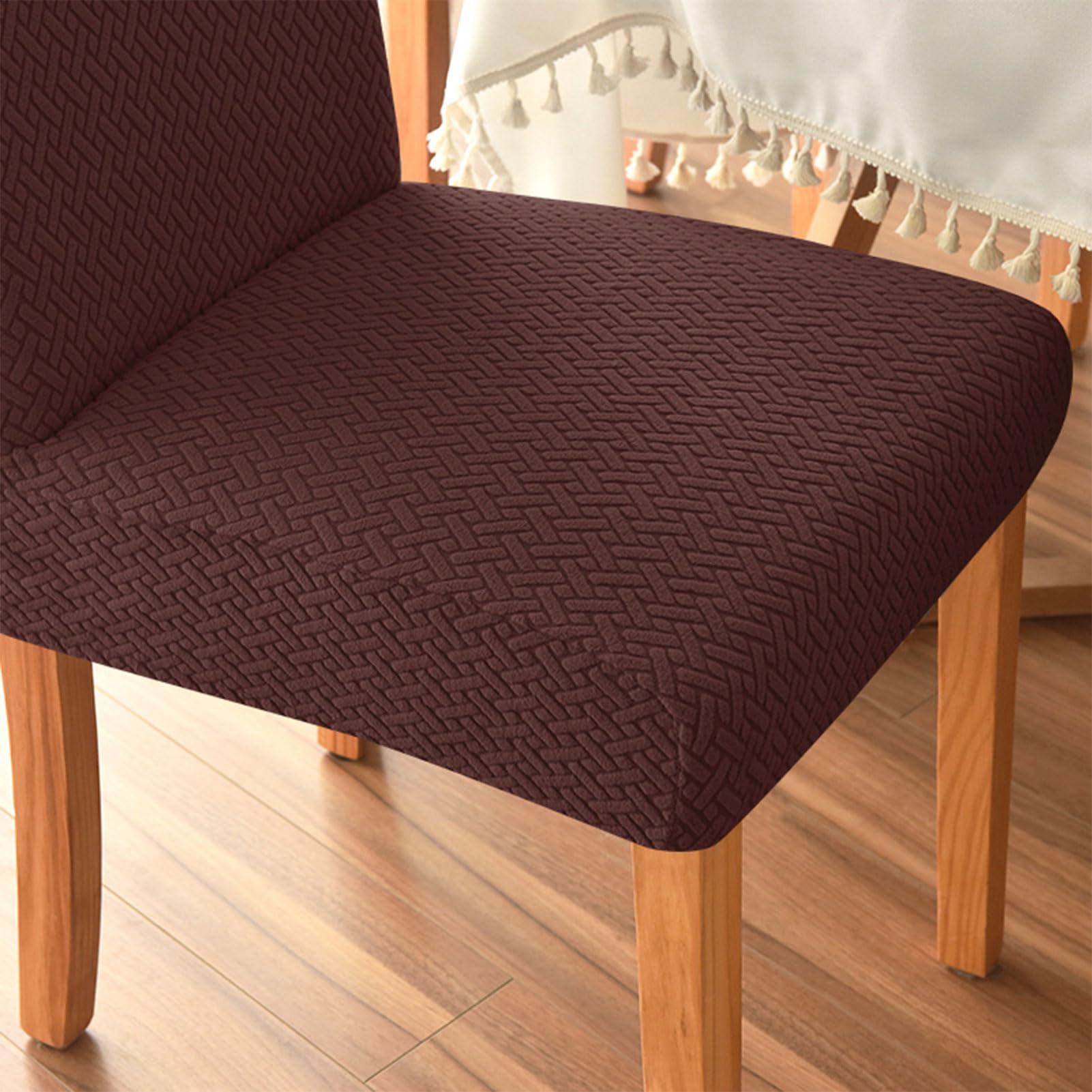 Juego de 6 fundas elásticas de jacquard suave para sillas, lavables y extraíbles, para comedor, cocina, banquete, restaurante y hogar