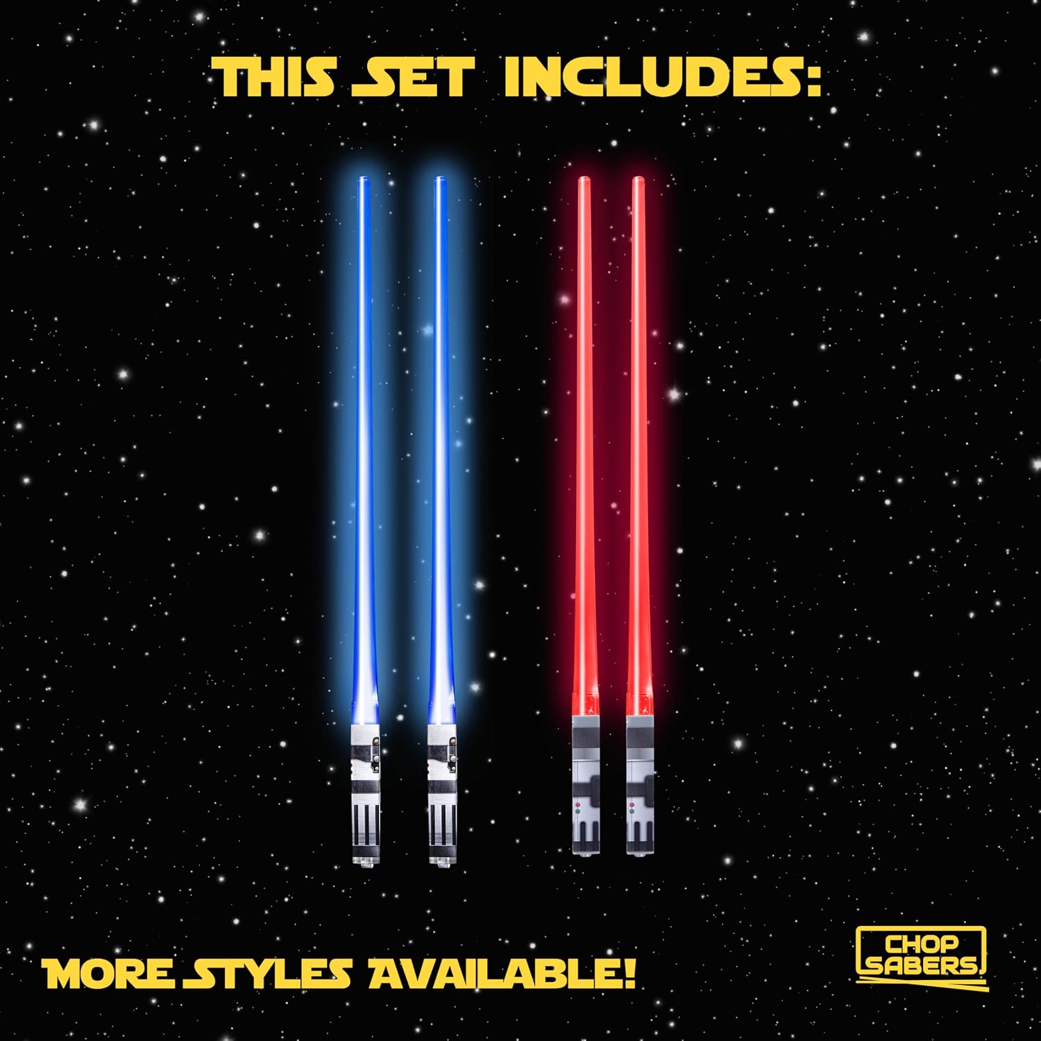 Lightsaber Chopsticks Star War Chopstick Light Up Lightsaber Chopsticks for Adults Saber Sticks Cool Chopstick Light Up Chop Sticks Light Saber Reusable Lightup Sabers Star War Gifts 2 Pairs Blue/Red, view 4