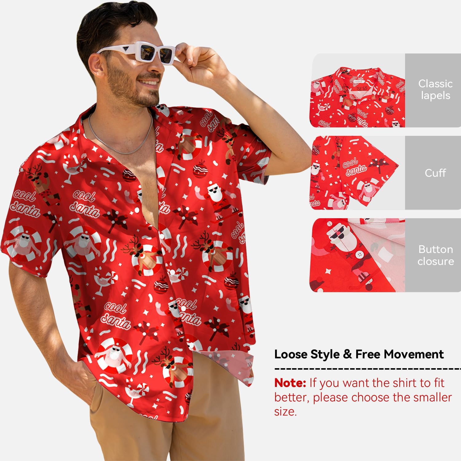 Yoimira Mens Hawaiian Shirts Short Sleeve,Print Mens Casual Button Down Floral Summer Beach Shirt - Image 4