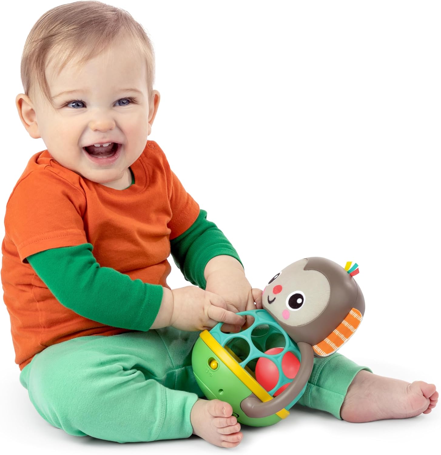 Bright Starts Giggle & Rattle Gift Set - Musical & Sensory Baby Toys 2-Pack, Elephant & Monkey, Unisex, Newborn+