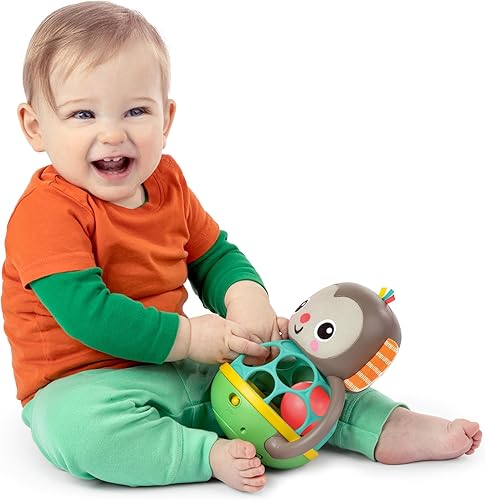 Miniatura 2 de Bright Starts Grab & Giggle Monkey Light-Up Musical Rattle Toy with Easy-Grasp Oball, Ages 6 Months+, Unisex