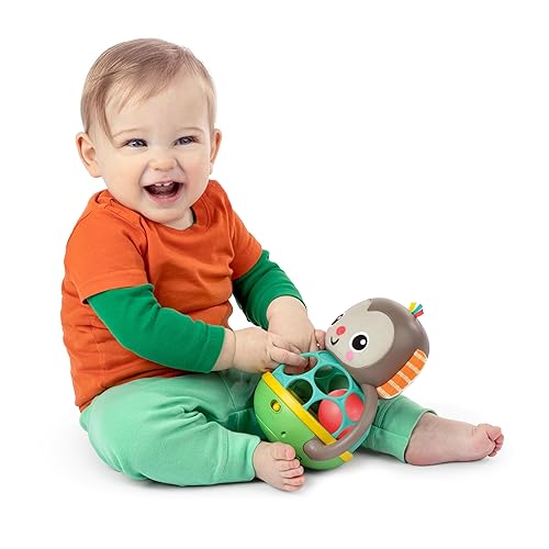 Miniatura 2 de Bright Starts Grab & Giggle Monkey - Sonajero musical iluminado con bola de fácil agarre, a partir de 6 meses, unisex