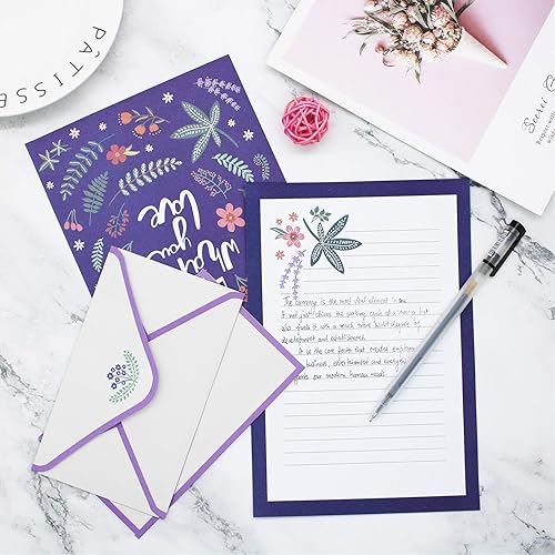 Miniatura 4 de Juego de papel y sobres, 90 piezas de papel estacionario para mujeres, niñas, hombres y niños, lindo papel de papelería de escritura con 30 sobres,