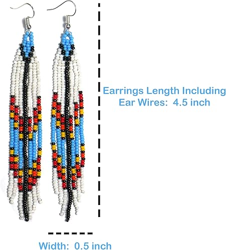 Miniatura 2 de Pendientes hechos a mano con cuentas de cristal de estilo nativo americano, pendientes de cuentas nativas al estilo mexicano de artesanos, regalos