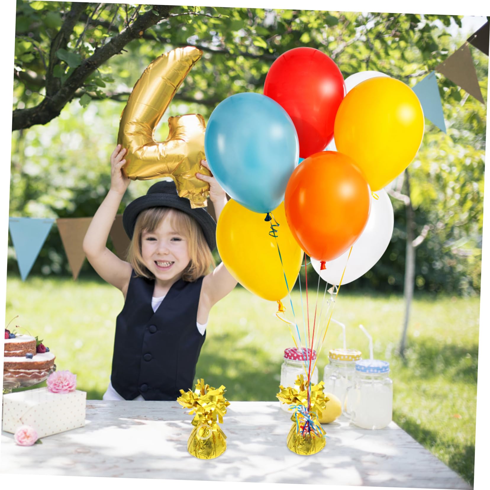 Bloque de Peso para Globos de Aluminio Dorado 5 Piezas