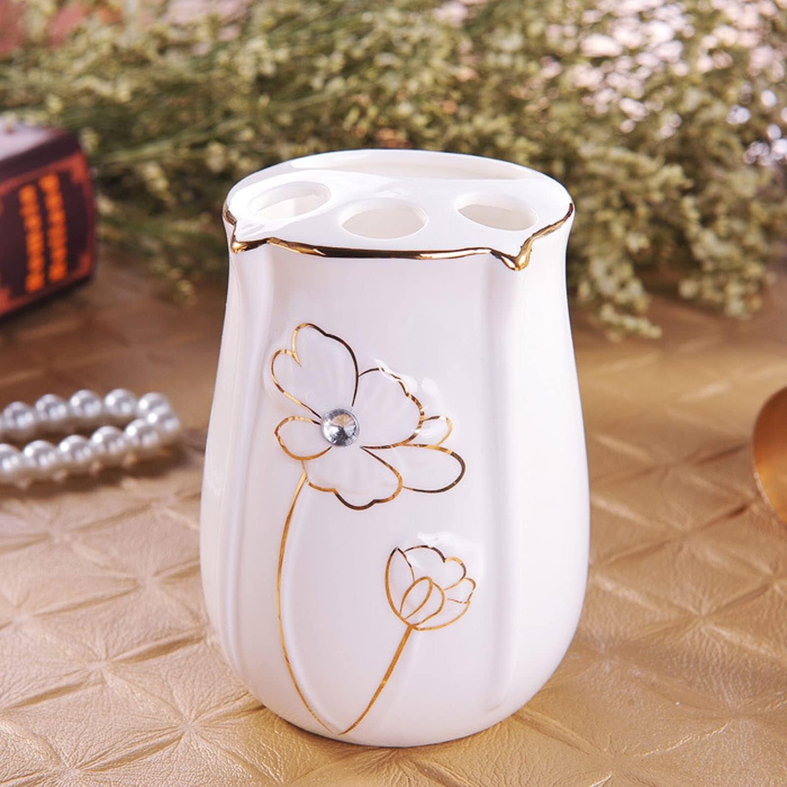 Juego de Accesorios de baño Juego de baño cerámica 5 Piezas Que Incluye dispensador loción, Porta cepillos Dientes, Vaso y jabonera Decoración estética para el hogar