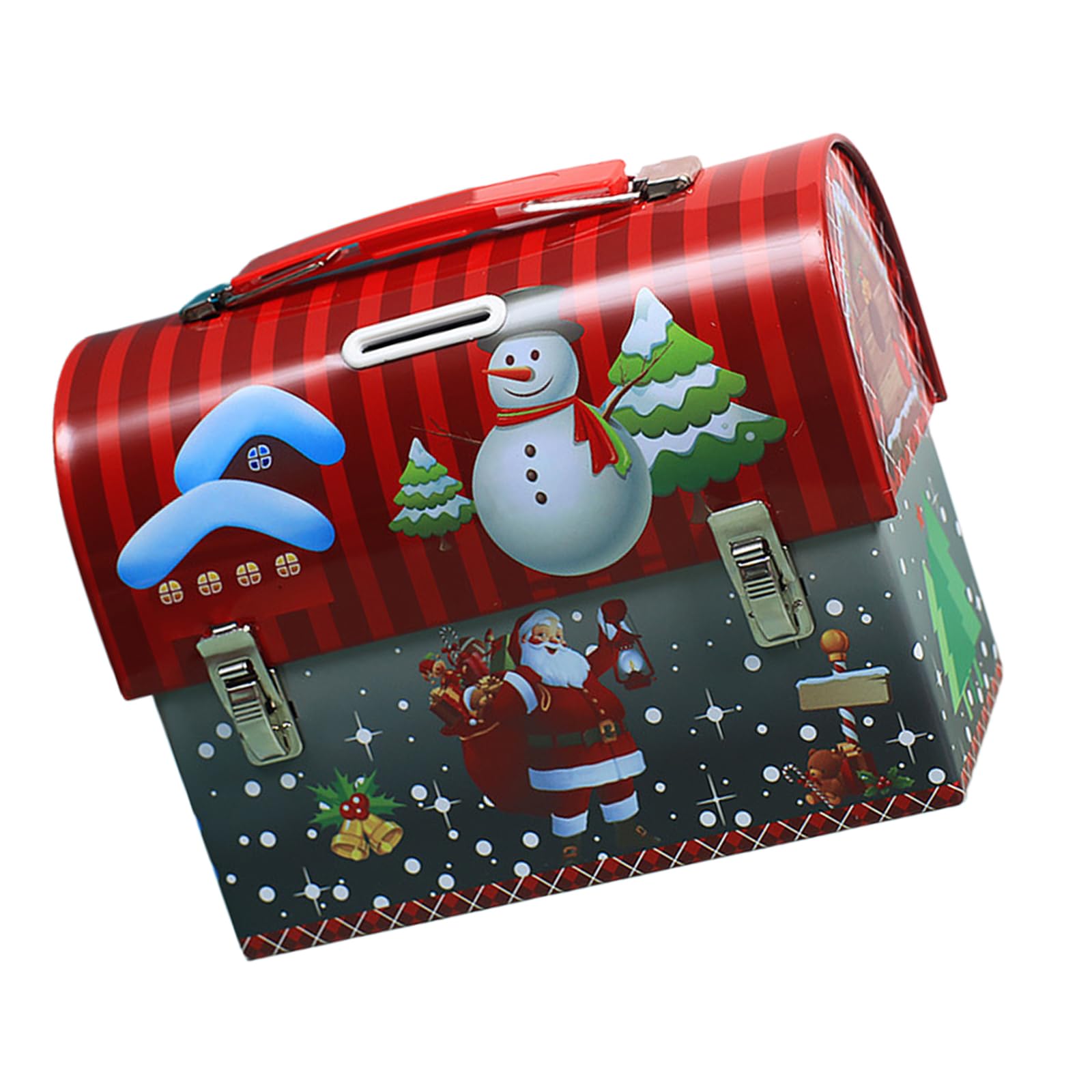 Tsophreniq Metal Christmas Cookie Tins with Lid for Gift Giving and Holiday Treats Festive Tin Food Tin Container Gifts Christmas Tins with Lid for Gift Giving