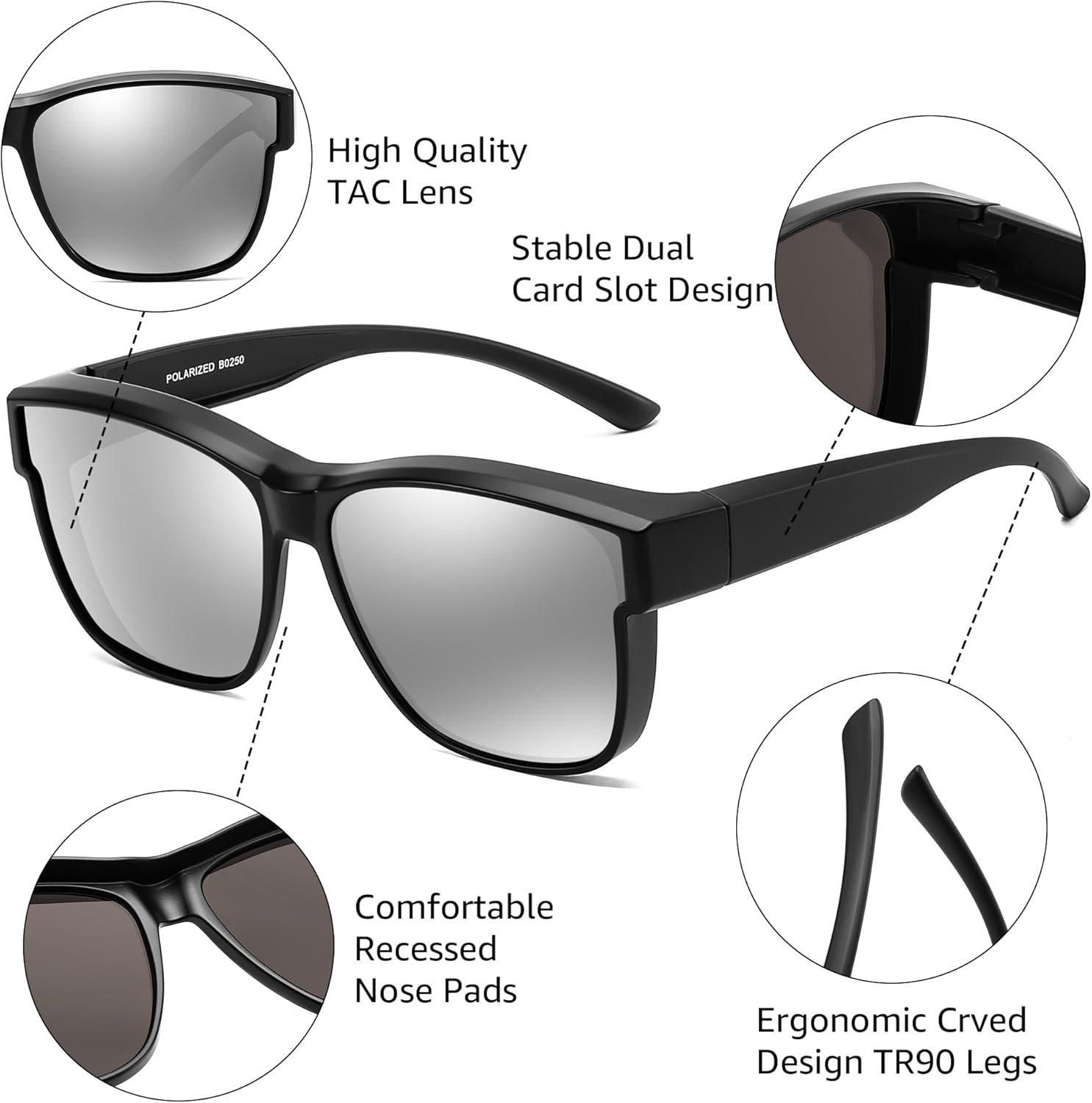 FEISEDY Polarized Sunglasses Fit Over Glasses Women, Fit over Glasses Sunglasses for Driving UV400 Protection B0250 - Image 4