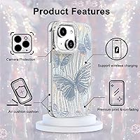 Vista 505 de I-MGAE-IN-AR - Funda diseñada para iPhone 12 y 12 Pro, diseño de mariposa plateada brillante, funda protectora de poliuretano termoplástico, suave