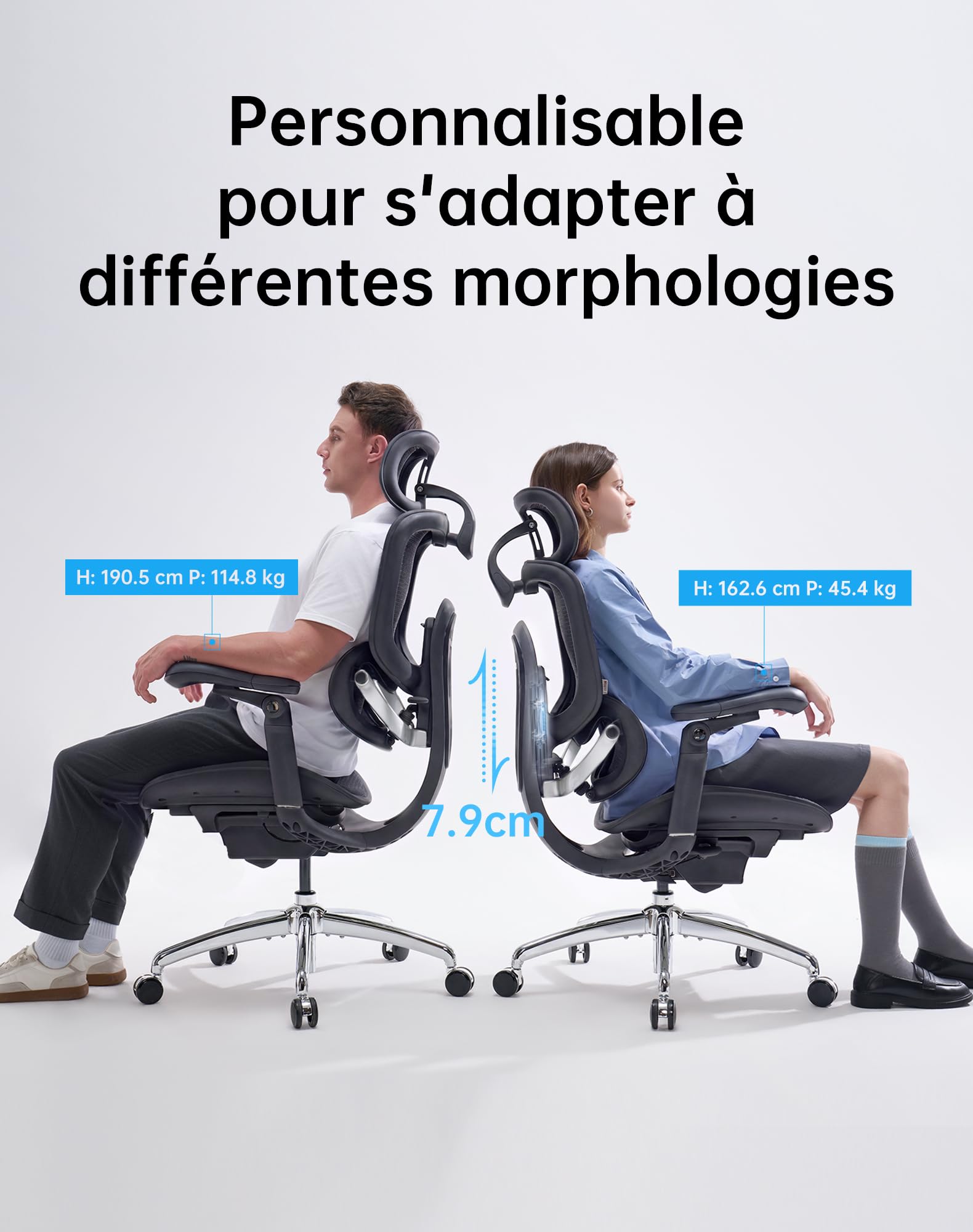 SIHOO Doro C300 Pro V2 Fauteuil de Bureau Ergonomique avec Double Support Lombaire Dynamique et Accoudoirs 6D Coordonnés – Réglable pour Home Office et Gaming, Noir