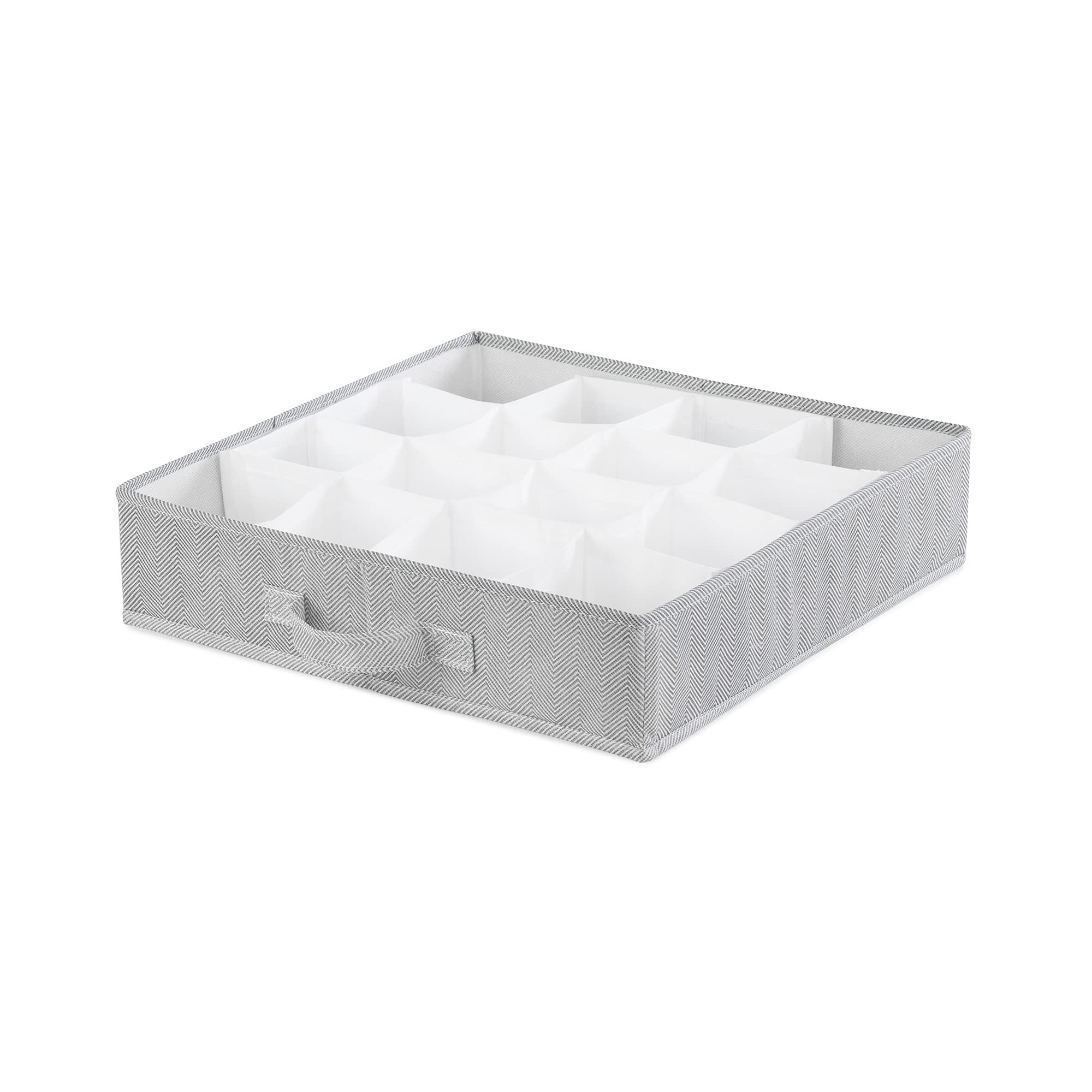Compactor 16 Compartment Drawer Organiser Divider, For Underwear and Accessories, 40 x 40 x H9 cm, Non-Woven Polypropylene, Grey/White, Boston Range, RAN10169