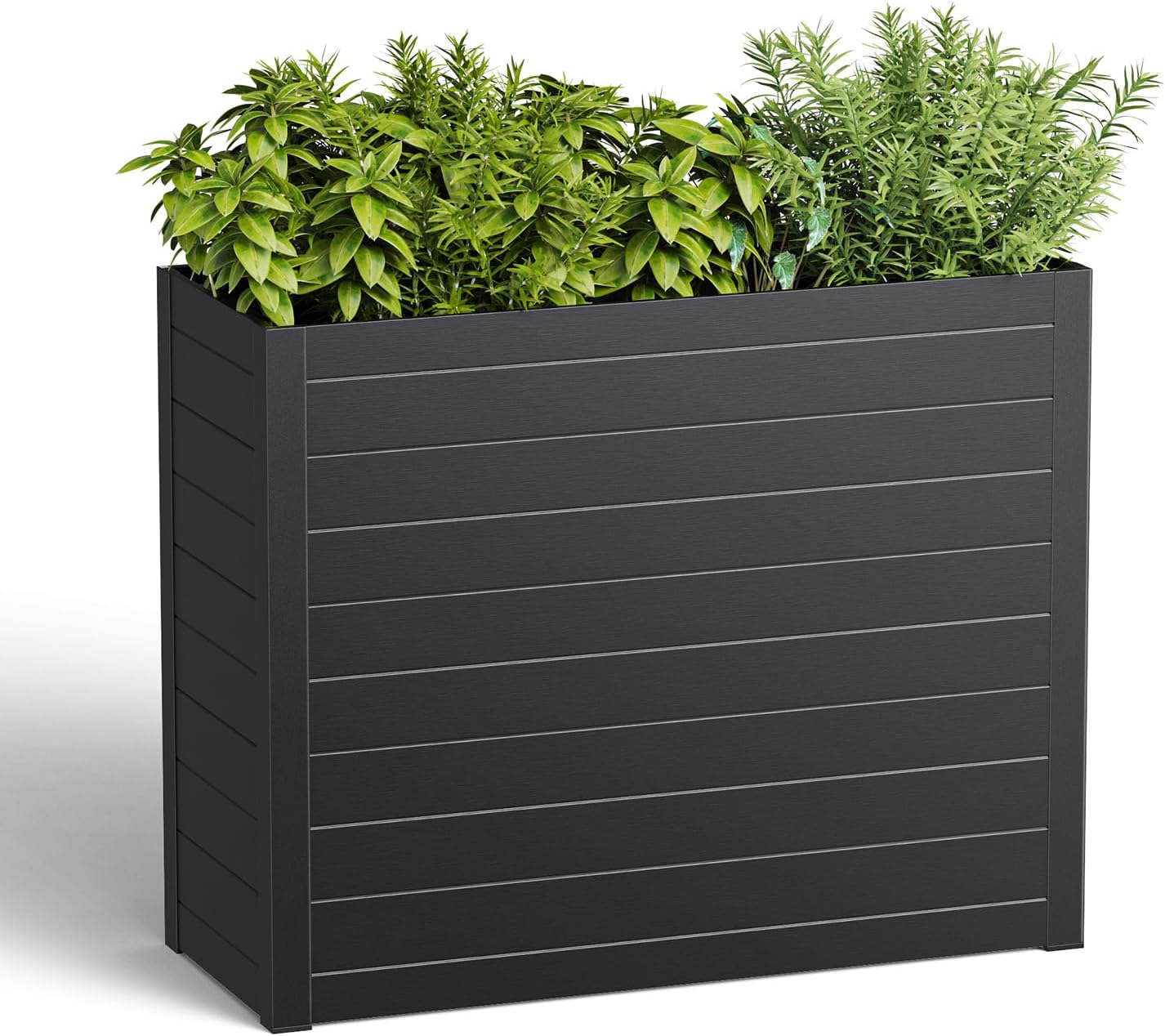 Outdoor Planter Box 30" Lx12 Wx24 H, Large Rectangular Planter for Indoor or Outdoor Patio/Porch, Durable All-Weather, Modern Design for Plants, Flowers, Garden (Black)
