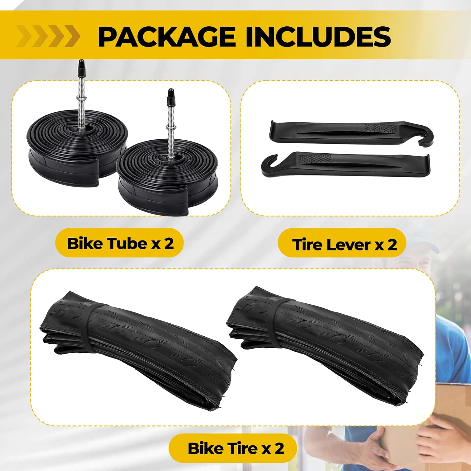 2-Pack 29 Inch Bike Tires, Floding Wear-Resistant 29x1.95 Mountain Bike Tires with 2 Inner Tubes & Tire Levers Replacement Set for MTB Off-Road Bike