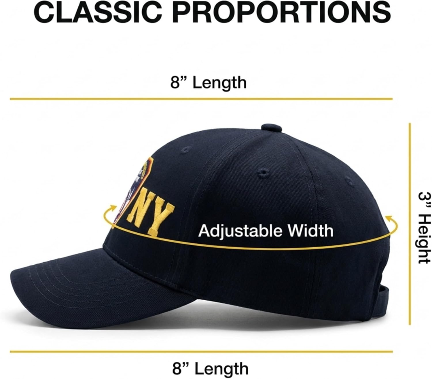 Artisan Owl NY Fire Department-Inspired Baseball Cap, Blue with Gold Letters