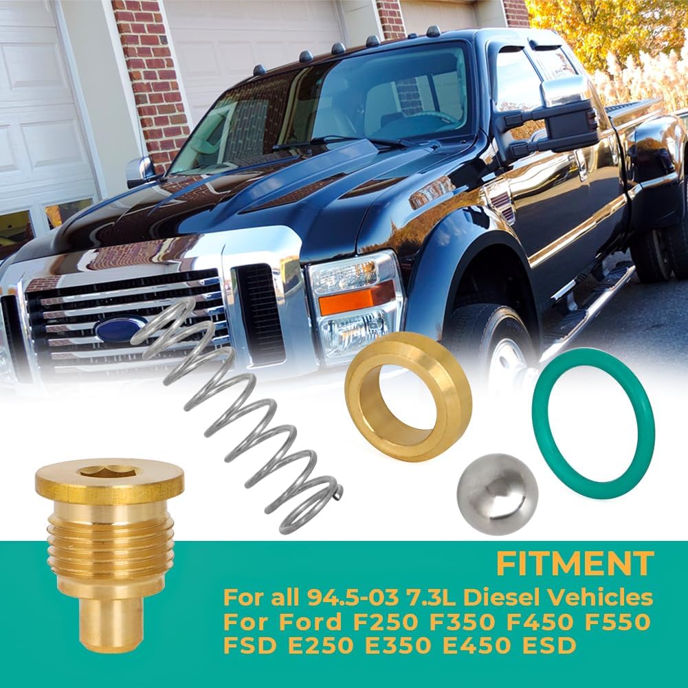 MOTOPARTY for Ford Oil Pump Relief Valve Spring Plug & Seals Kit for all 94.5-03 7.3L Diesel Vehicles
