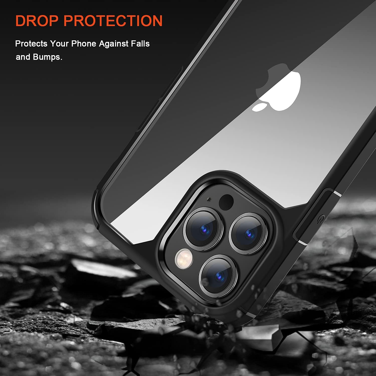 TENDLIN Compatible with iPhone 13 Pro Max Case Crystal Clear Hard Back Soft Bumper Protective Case (Black)