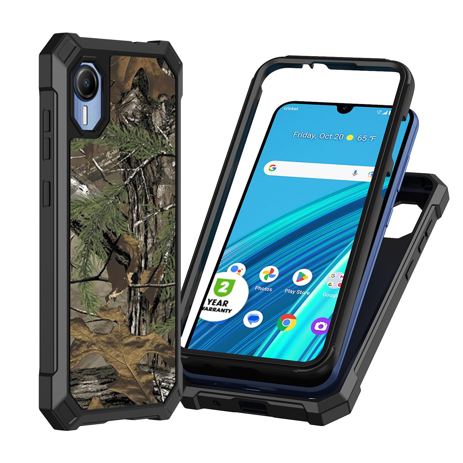 Ailiber for Cricket S2 Case, AT T Calypso 4 Phone Case with Screen Protector, Dual Layer Structure Protection, Shockproof Corner TPU Bumper, Slim