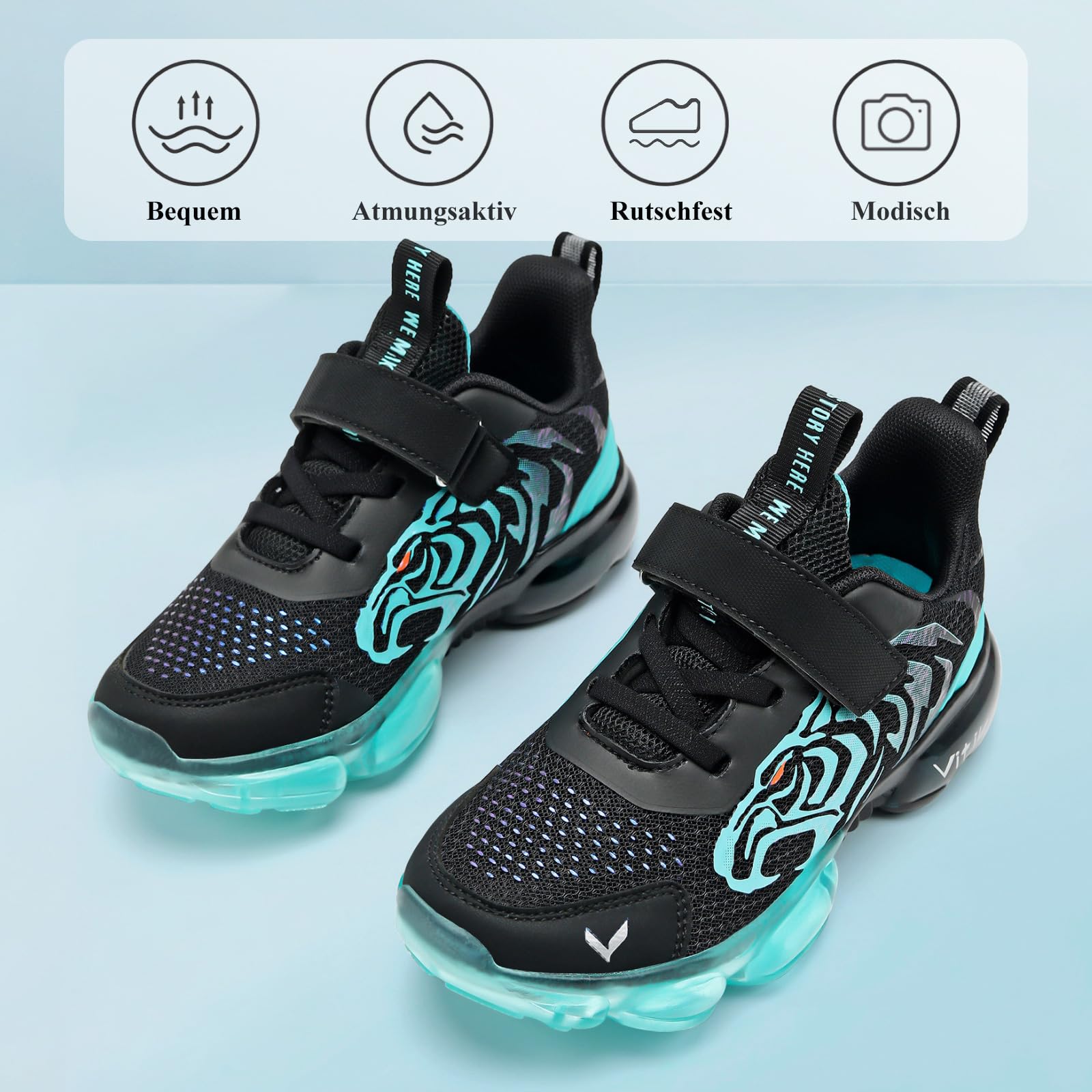 JMFCHI Zapatillas de deporte para niños, zapatillas de deporte para niños, zapatillas de interior y exterior, con cierre de velcro, transpirables, antideslizantes
