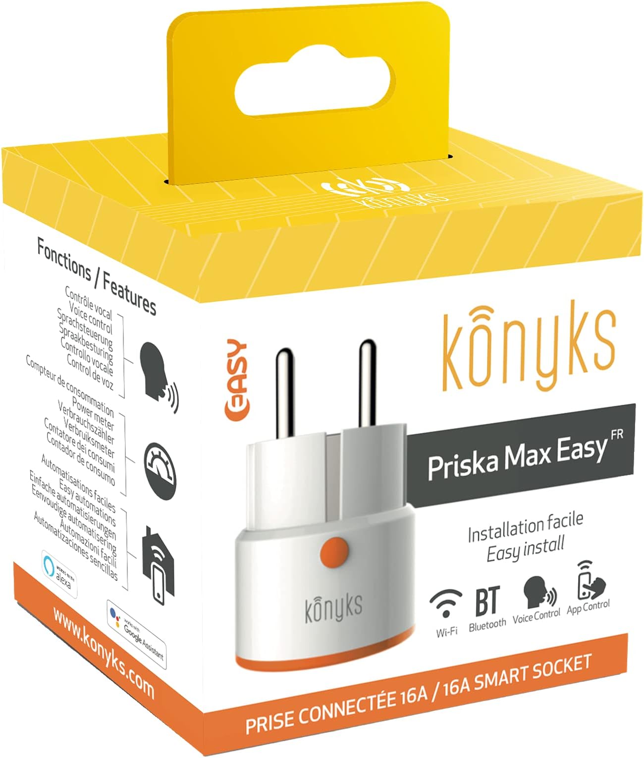 Konyks Priska Mini 3 FR Presa Intelligente WiFi + Bluetooth – 10A, Contatore Consumo, Alexa E Google Home - 6