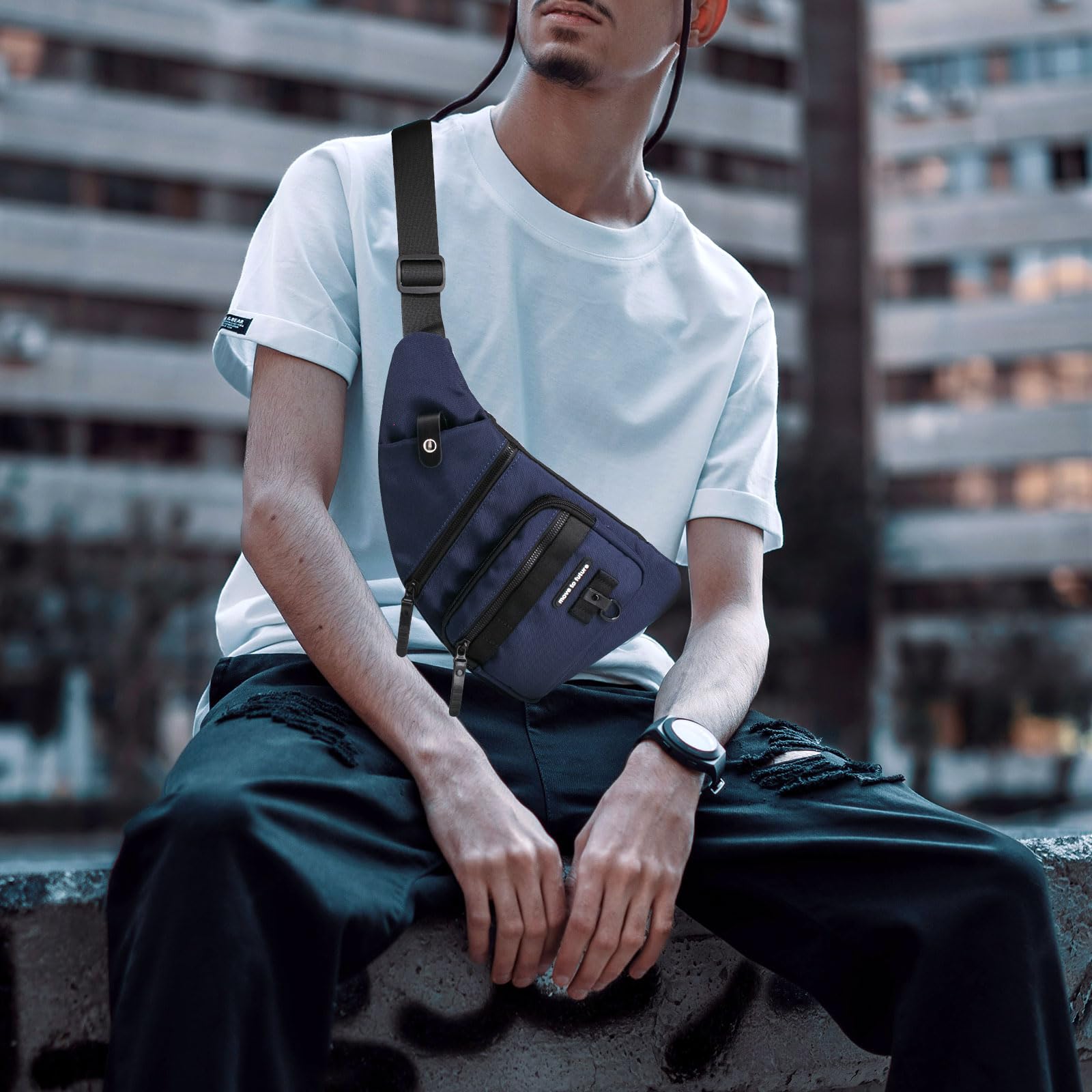 Long Keeper Chest Bag Sling Bag for Men Women, Travel Crossbody Backpack Mens Shoulder Bag Waterproof Personal Pocket Bag Slim Lightweight Gym Cycling Bag - Image 3