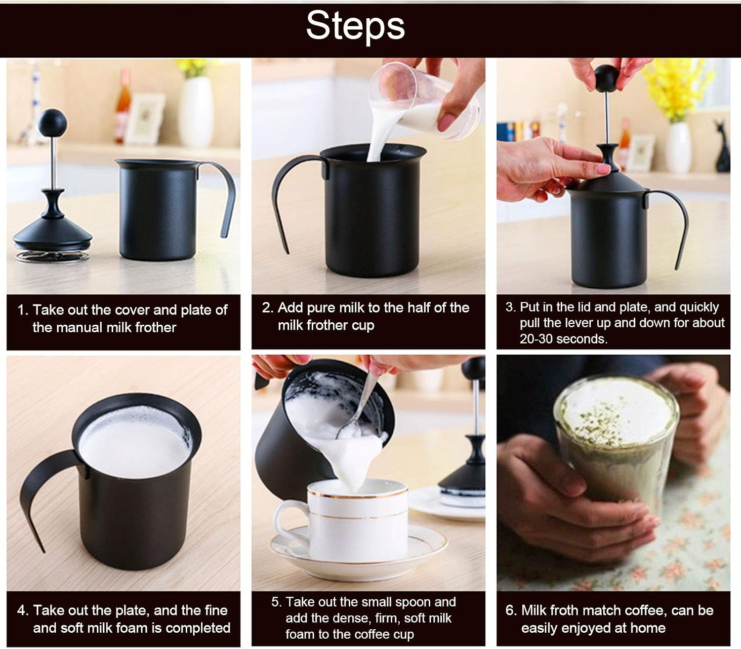 Milk Frother Cup 400cc, Compact Finely Foamed Milk Frother Pitcher, Easy to Clean Metal Cup for Frothing Various Milks, Comfortable Grip Design