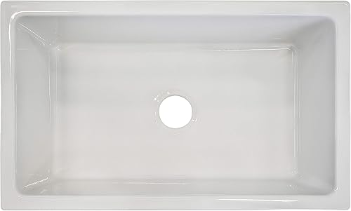 Miniatura 4 de Fregadero de arcilla refractaria blanca de 30 pulgadas, delantal reversible para fregadero de granja, italiano