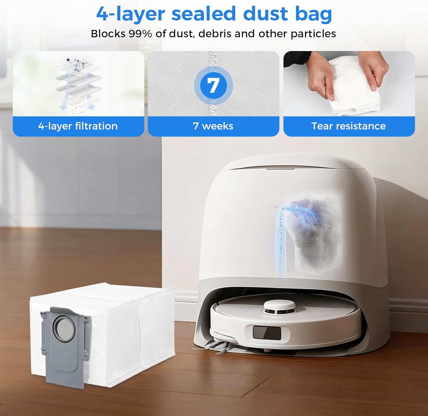 30 Pack Qrevo S5V Accessories Kit for Roborock Qrevo S5V / Qrevo Curv/Curv S5X / Qrevo Edge/Edge S5A Robot Vacuum, 4 Main Brushes, 6 Mop Pads, 6 Dust Bags, 6 HEPA Filters, 6 Side Brushes