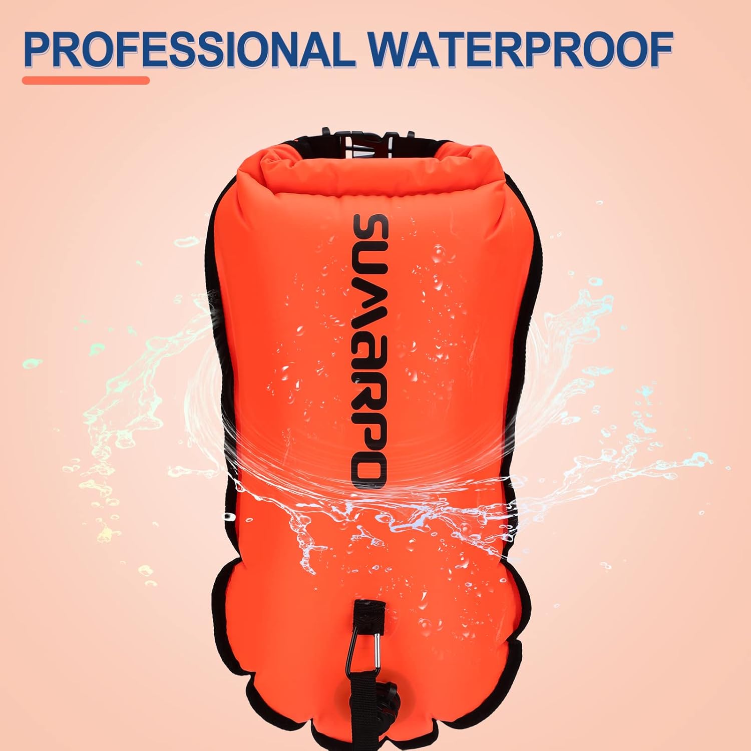 SUMARPO Swim Buoy with 28L Drybag, Waterproof Bag for Boating, Fishing, Visible Safety Float Swim Bubble for Open Water, Swimrun, Triathletes, Snorkelers