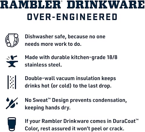 Miniatura 93 de YETI Rambler - Vaso de viaje con asa y tapa con popote, 35 onzas, vaso de agua de viaje, con asa, acero inoxidable, color blanco