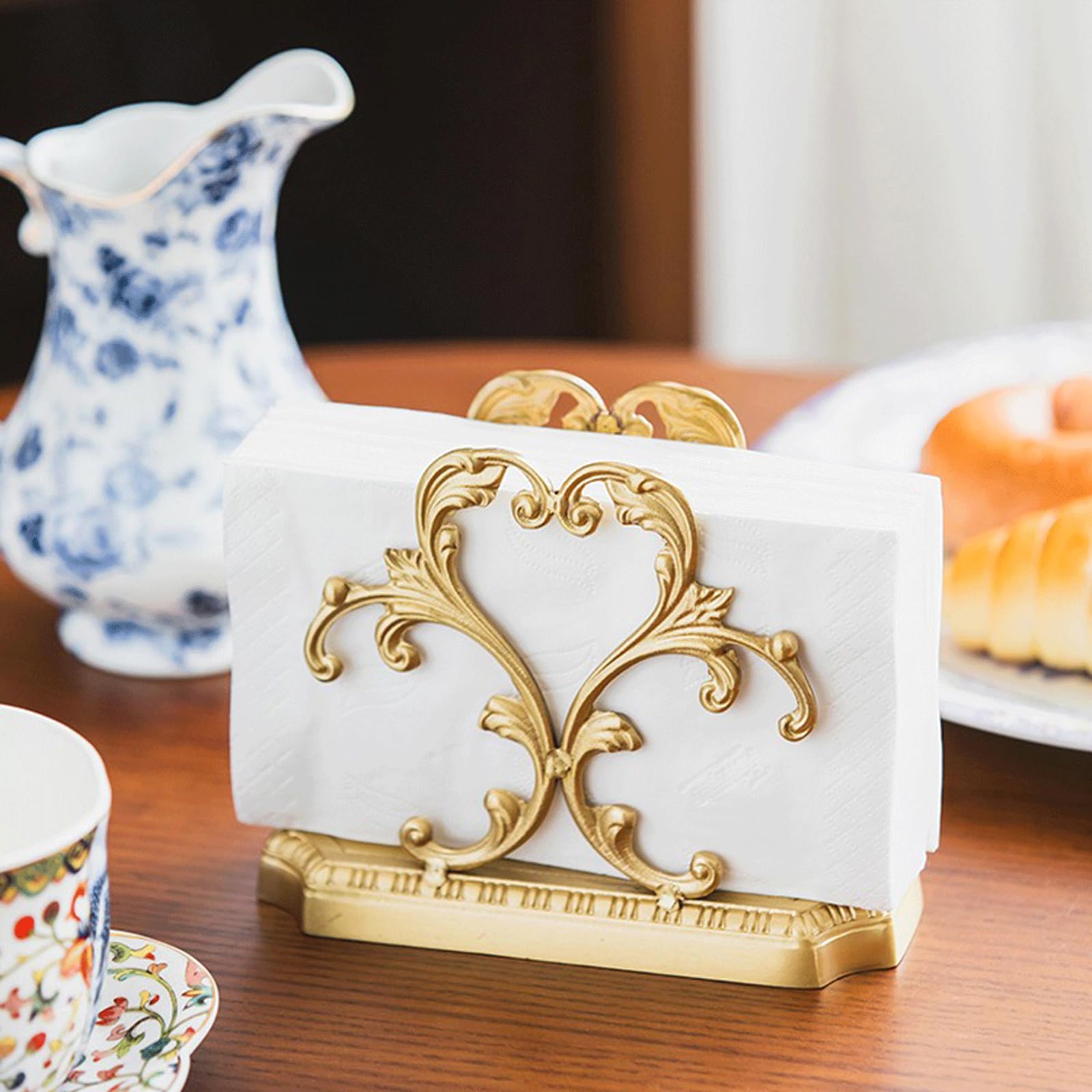 Servilletero de Metal Dorado para Mesa Servilletero Dorado Elegante servilletero para Cocina y Comedor Servilletero
