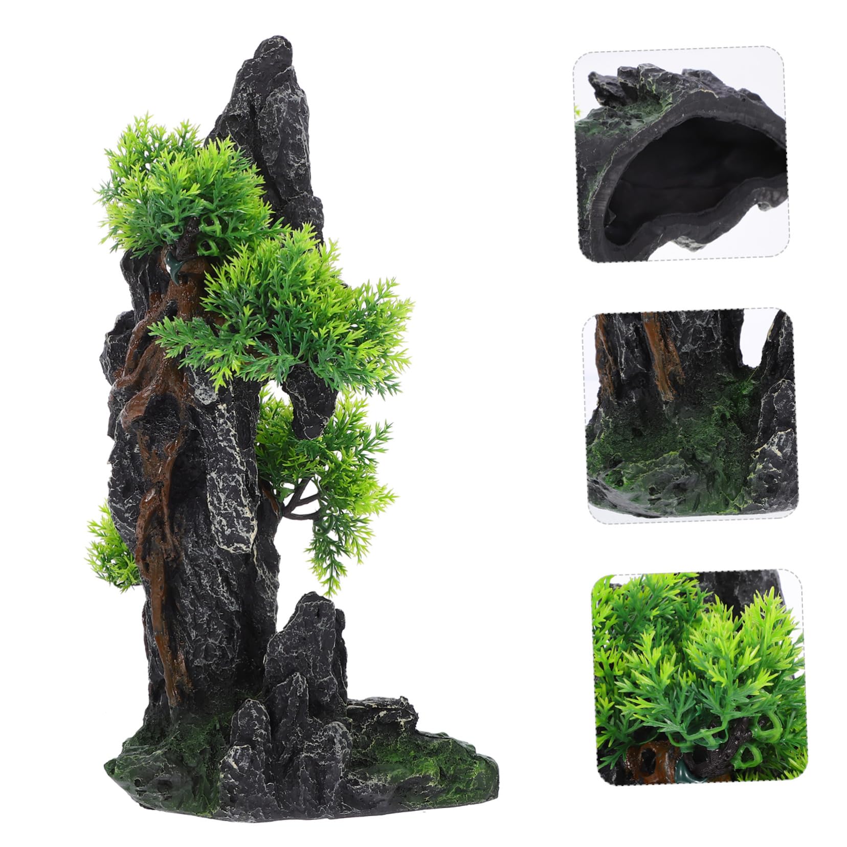 POPETPOP Decoraciones De Rocallas y Plantas Acuáticas Adorno para Acuario De Resina Figura Decorativa De Rocalla para Peceras Paisaje Artificial para Decoración De Roca Acuario