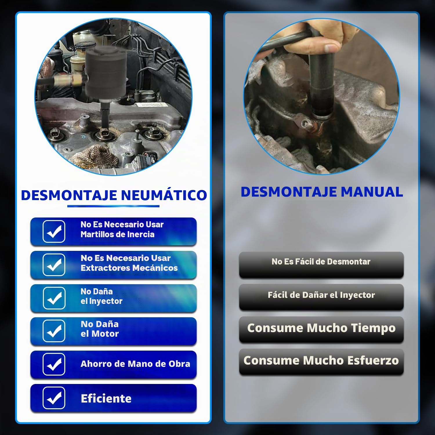 ZKTOOL 24 Piezas Extracción de Inyectores Diésel Neumáticos, Herramienta de Extracción de Inyectores Diésel por Vibración Neumática, con 19 Adaptadores, Conectores de EE. UU. y UE y Mango de Mano