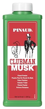 Clubman Musk Finest Body Powder for Men Talcum Body Powder for Sweat & Odor Control, Anti-Chafing, After Shower, Mens Classic Barbershop Scent, 9 oz