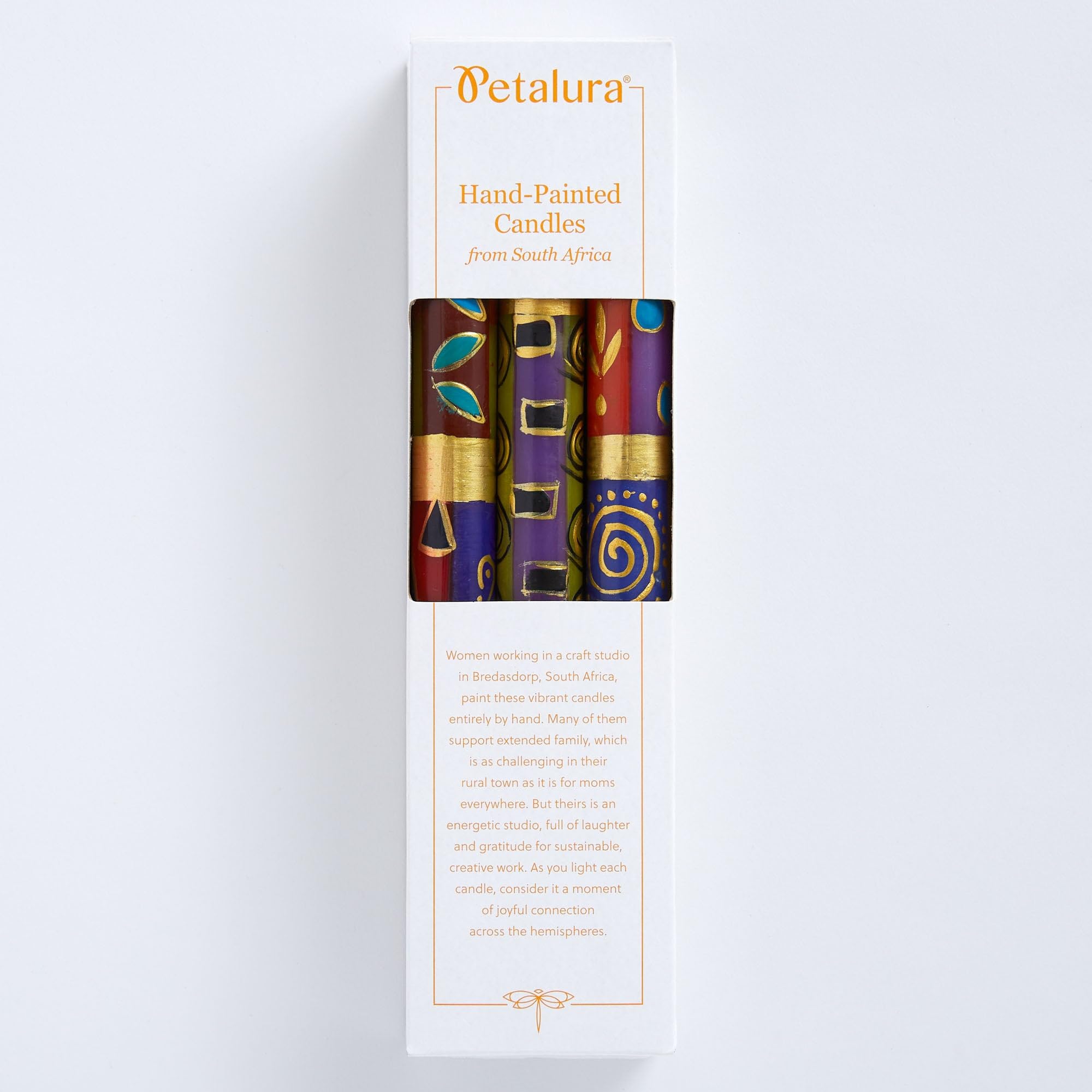Petalura Hand-Painted Taper Candles Set of 6