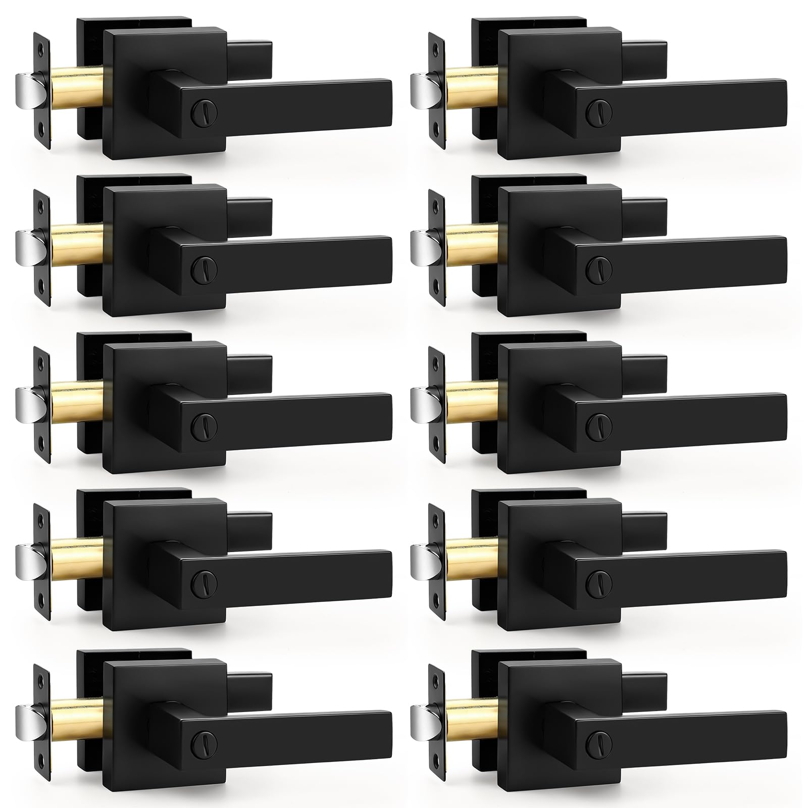 Probrico Matte Black Square French Doors Half-Dummy Handles, Heavy Duty Closet Balcony Pantry Hardware, Non-Turning Stainless Steel Single Dummy Levers(Exposed Screws, 4 Pack) — Amazon image 15