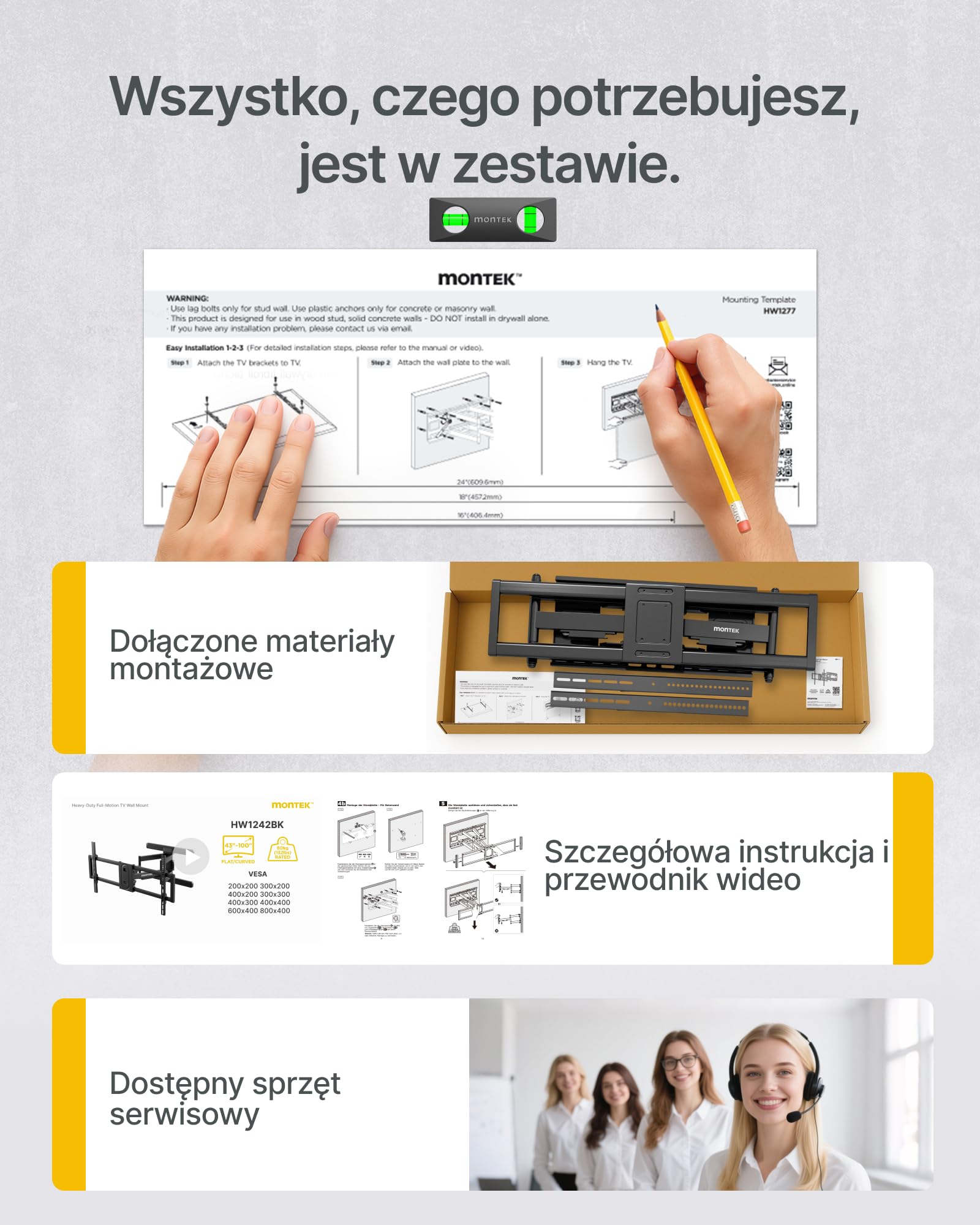 monTEK Uchwyt ścienny do telewizora XXL wychylny do telewizorów 60-120 cali