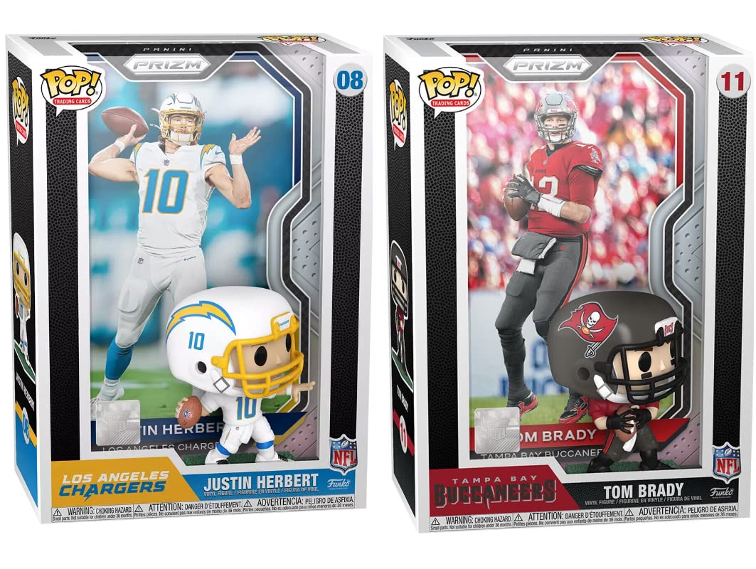 Funko Quarterback Double Figure Pop Pack Bundled with Justin Herbert #08 + Tom Brady #11 Football Team Card & Protective Case 2 Items