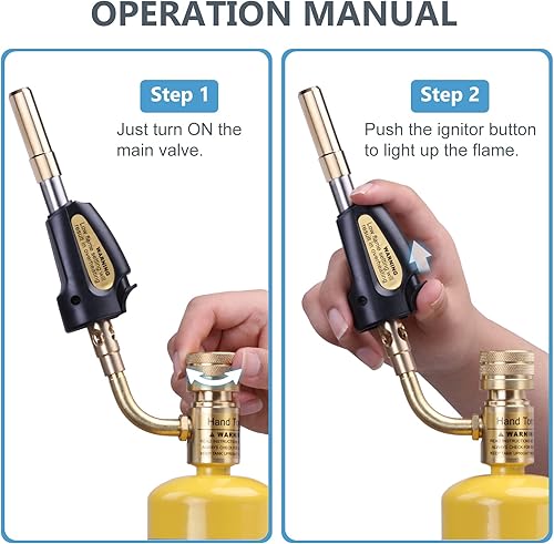 Miniatura 3 de Cabezal de soplete de propano con encendedor - Kit de soplete turbo para soldadura blanda, soldadura, soldadura fuerte, plomería, cuentas de vidrio