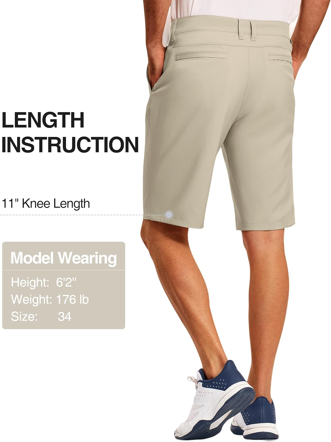 PULI ゴルフショーツ メンズ 股下11インチ 軽量 カジュアルドレス ストレッチ トラベル ハイブリッド 速乾 ポケット付き