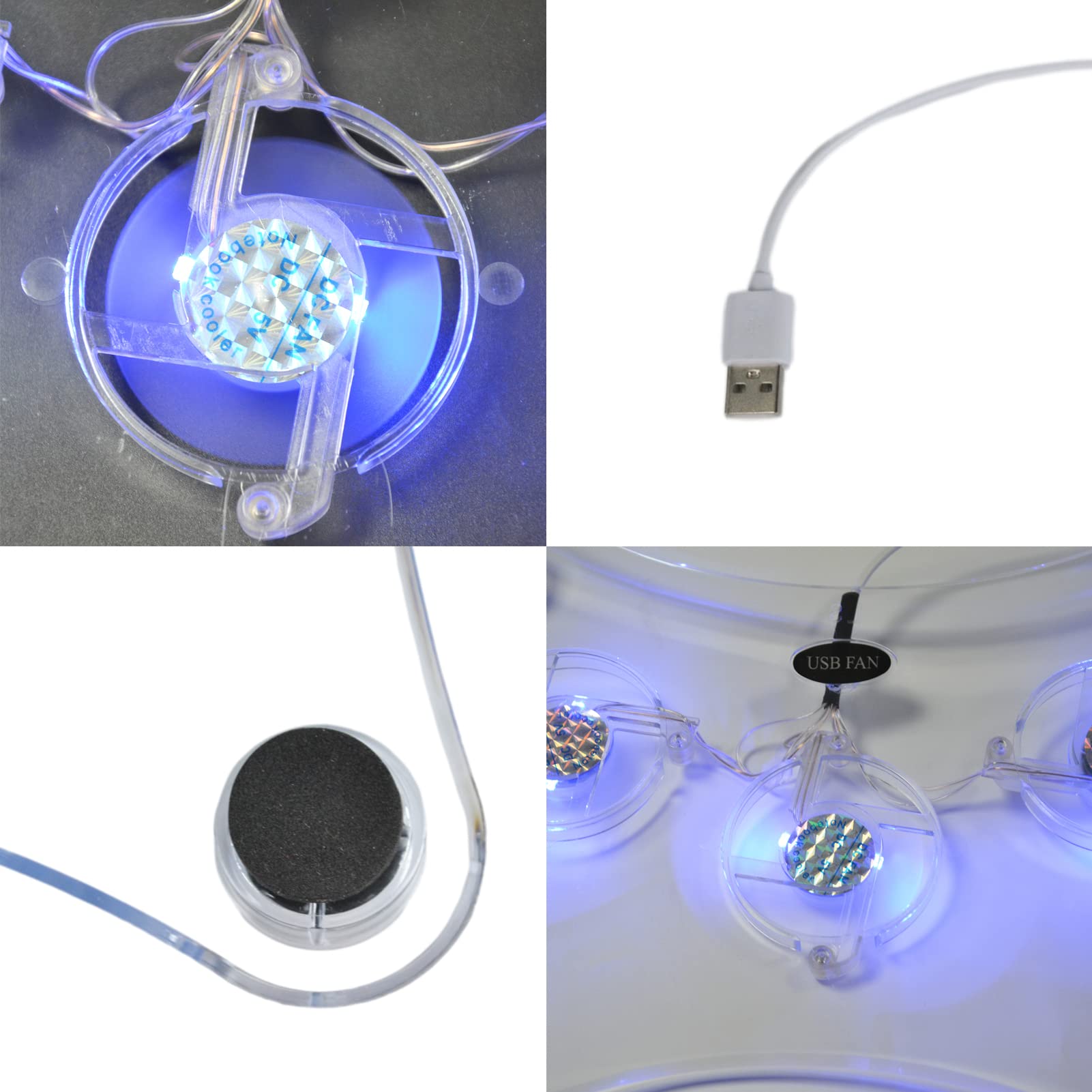 Ventilador USB para laptop con 3 ventiladores y luces LED azules para laptop PS3 / PS4 / PS Slim H-UF01 5