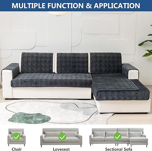 Miniatura 2 de Eismodra Fundas de sofá modular, funda de sofá en forma de L, protector de muebles para perros, gatos, mascotas, diván de 3 cojines, sofá biplaza,
