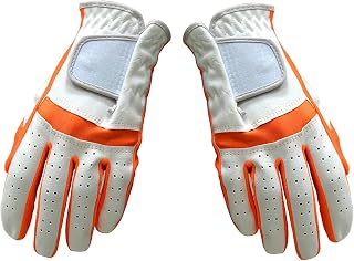 Golf Gloves Child Left Right Hand, Microfiber Soft Fabric 2 Pack Kids Premium Breathable Golf Glove All Weather Grip, Fit Hand Size 14 15 16 17cm