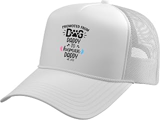 Promoted from Dog Daddy to Human Daddy est 2026 Human Dad Trucker Hat with Adjustable Mesh Back